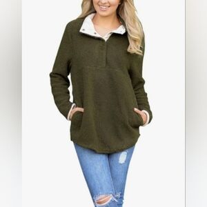 Fleece Pullover with Snap Collar sz L